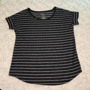 Maurices 24/7 Black & white striped soft short sleeve t-shirt size Large
